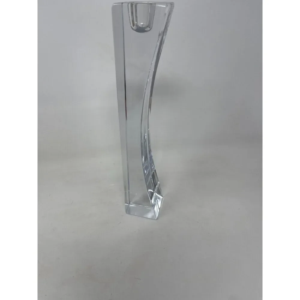 Nambe Kissing Lead Crystal Modern Tall MCM Glass Candlestick, 7